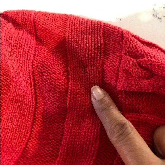 Vintage THE FOX Collection V-neck knit sweater long sleeve cotton red,white - Picture 12 of 16